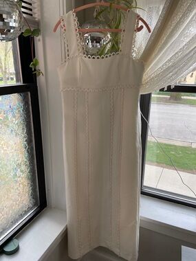 BHLDN Ivory Scallop-Trim Midi Dress | NWT